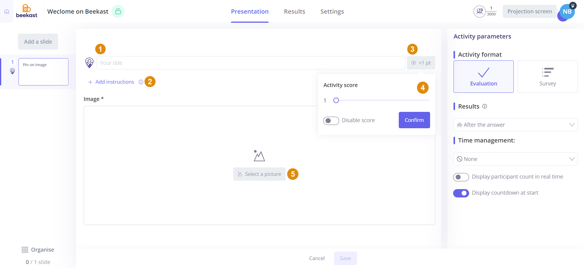 Create a “Pin on image” activity
